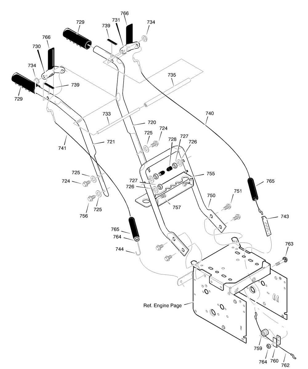 Handle Assembly Diagram and Parts List for 624505X4D 2003 Briggs and Stratton Snow Blower